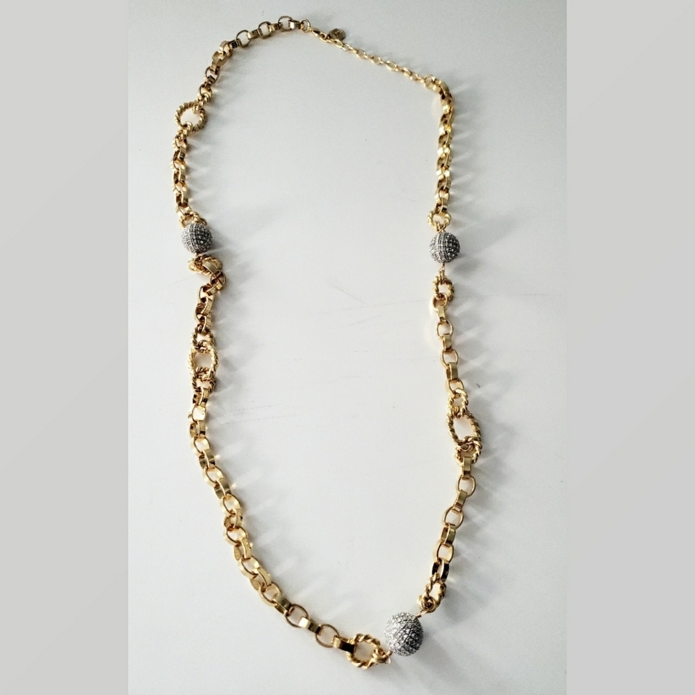 RJ Graziano Gold Toned Necklace with Pavè Balls